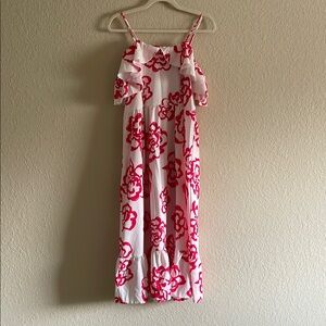 Floral Red and White Women's Dress